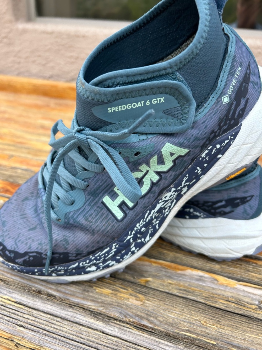 Hoka Speedgoat 6 GTX Womens Teal and Navy Trail Running Shoes